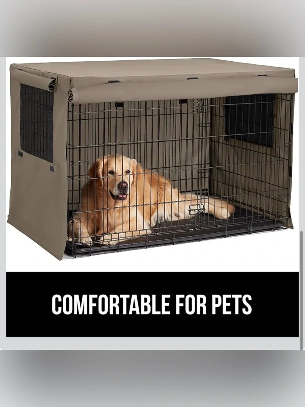 New Open Box Taupe GORILLA GRIP Dog Crate Cover ONLY 23”x36”x25”
